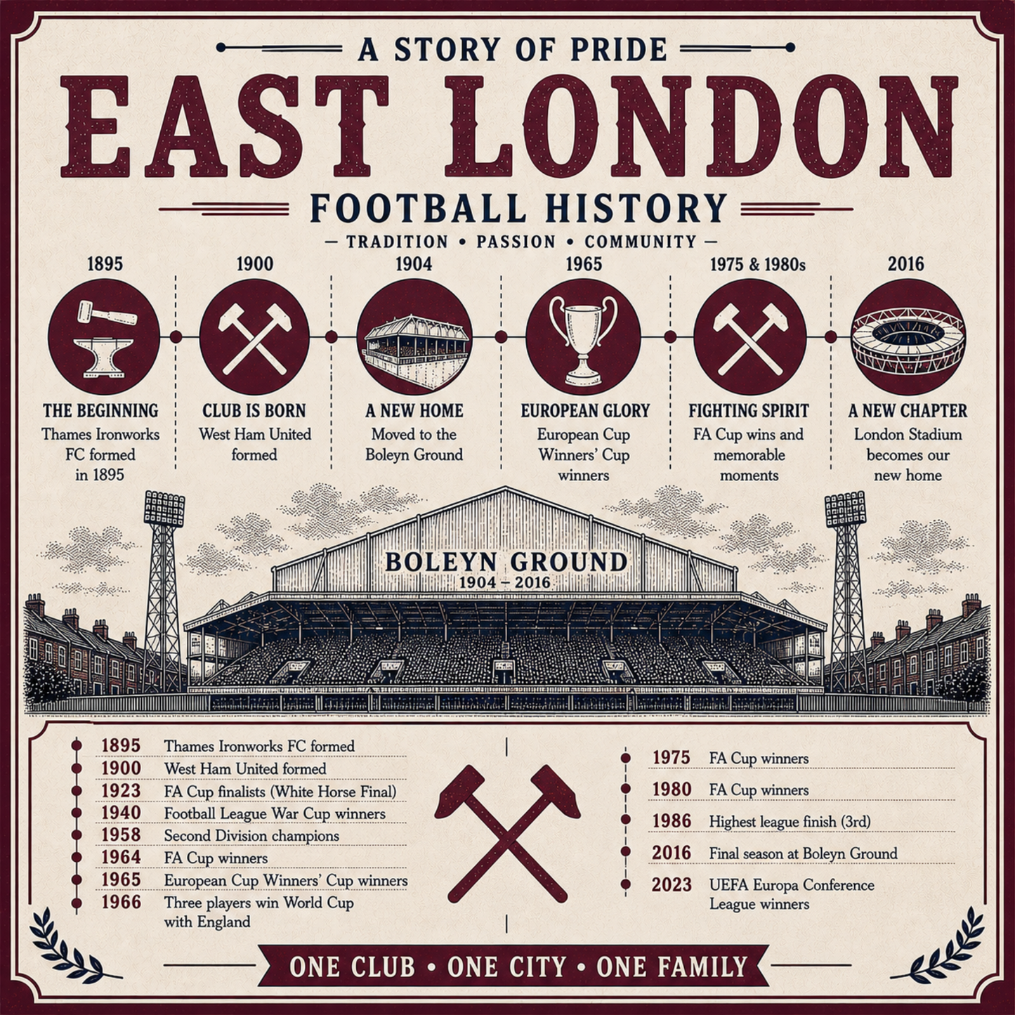 West Ham Brief History Tea Towel