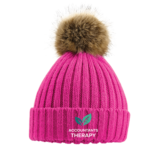 Accountants Therapy Faux Fur Pop Pom Chunky Beanie