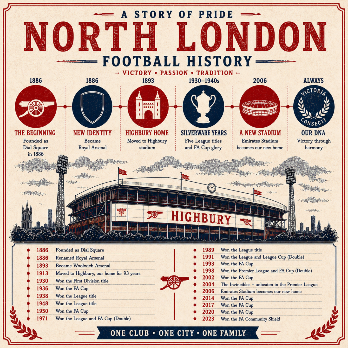 Arsenal A Brief History Tea Towel
