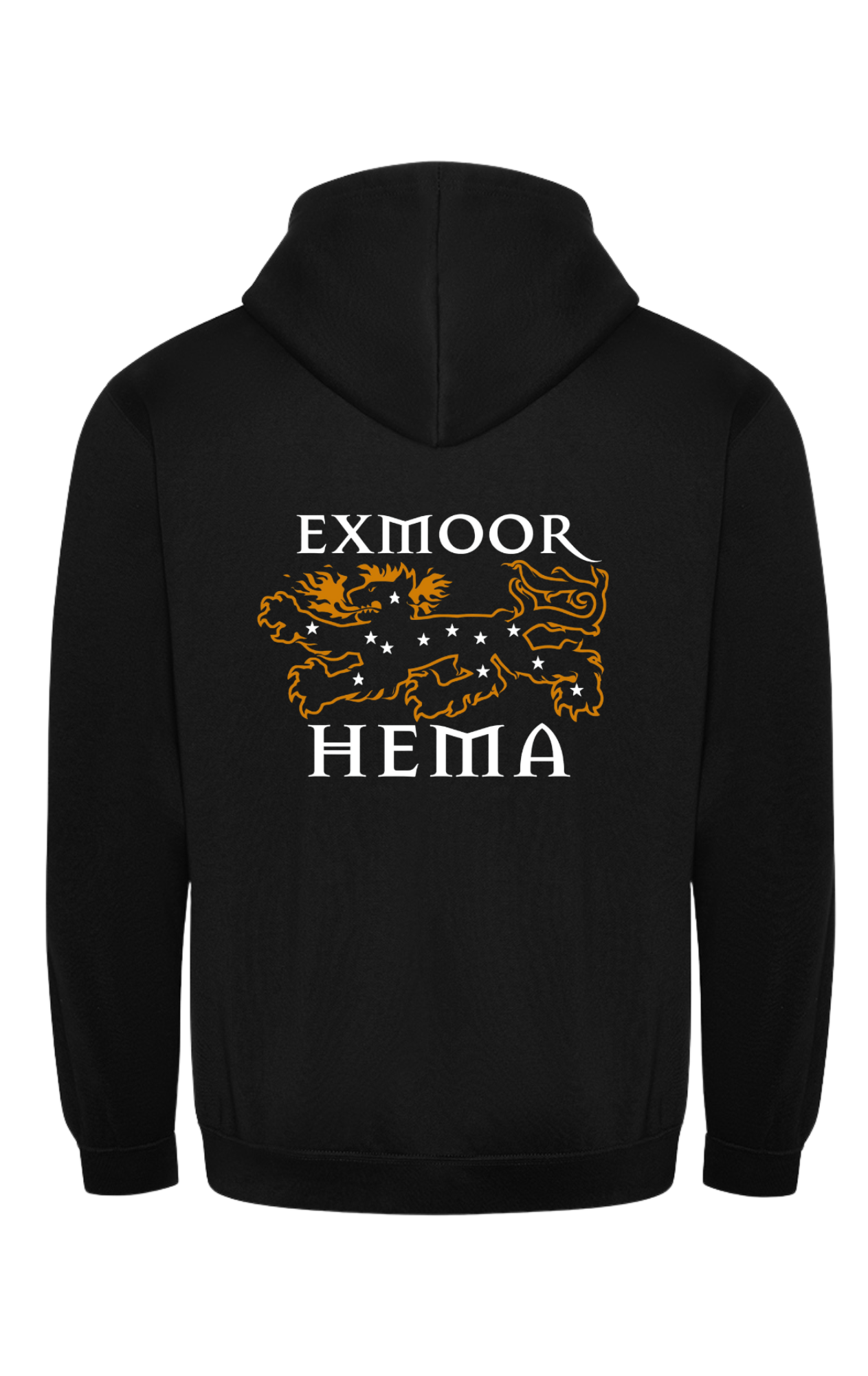 Black full zip hoodie with Exmoor Hema logo RX351